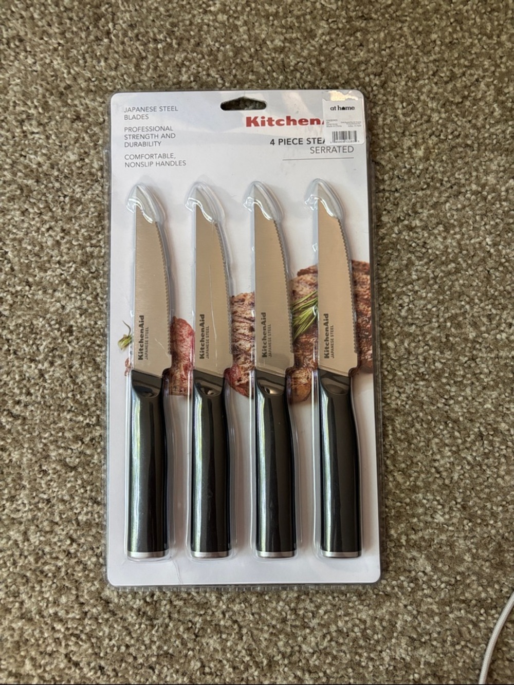 KitchenAid 4-Piece Serrated Steak Knife Set - Black & Silver